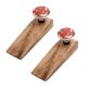 2 Pieces Red Poppy Flower Golden Ceramic Wooden Door Stopper